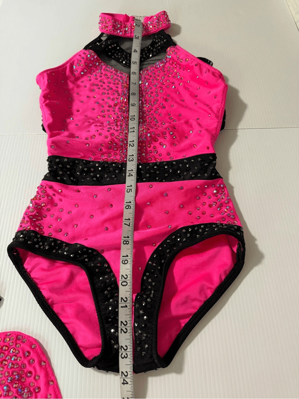 Glamour Solo Dance Costume Hot Pink Black Rhinestone contemporary jazz XSA Adult