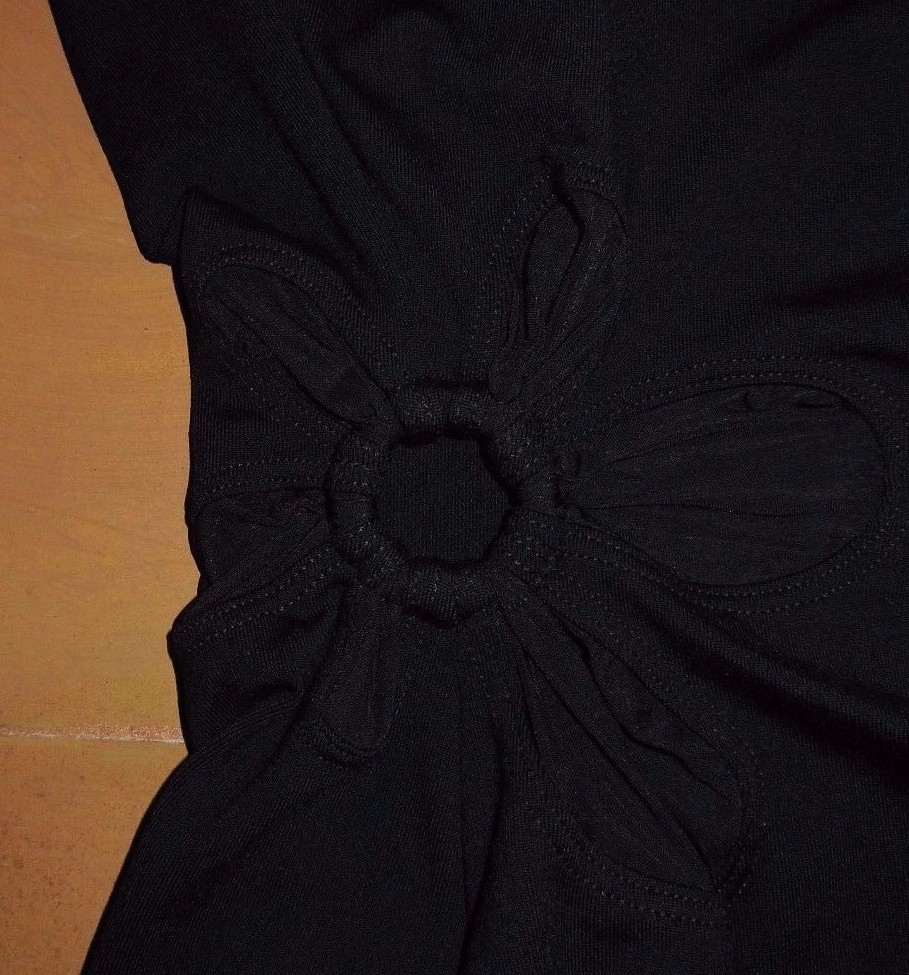 NWT Dance Bloch Black Camisole Leotard Metal Ring Flower Side Small Adult L5907
