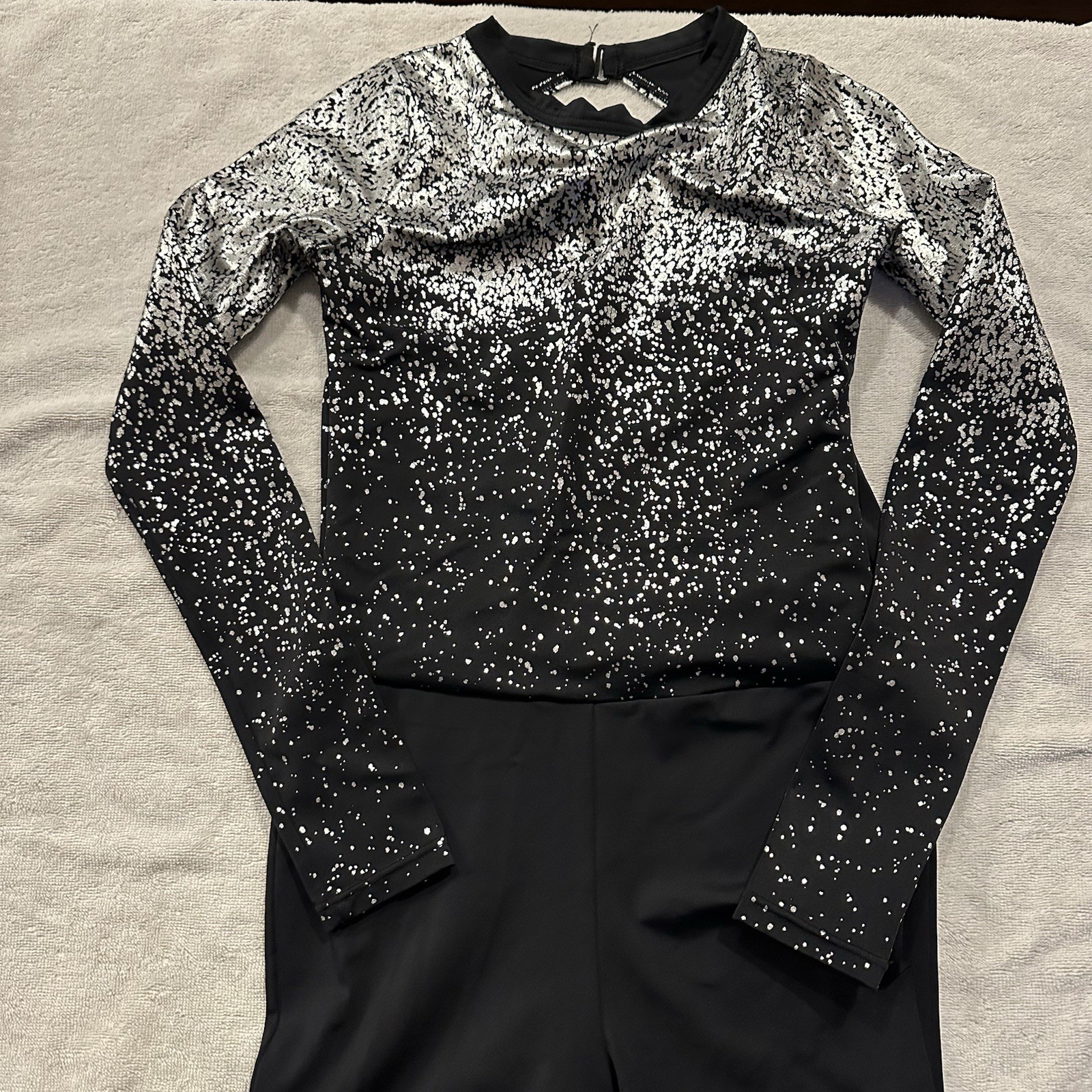 NWOT Weissman Toccata Metallic Speckled Long Sleeve Unitard Dance Costume MA