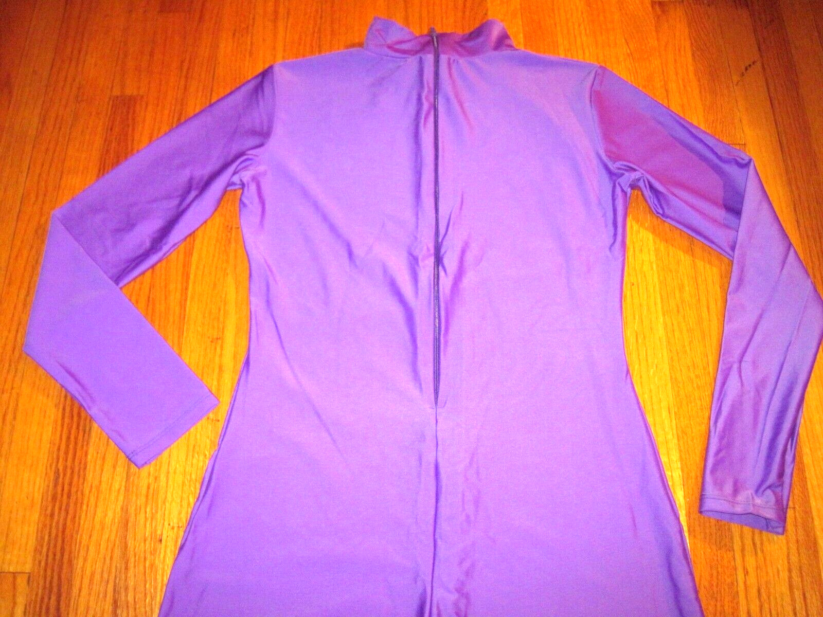 Plus Size Shiny Purple Long Sleeve T Neck Footed Unitard Jumpsuit 2XL-16-18 New