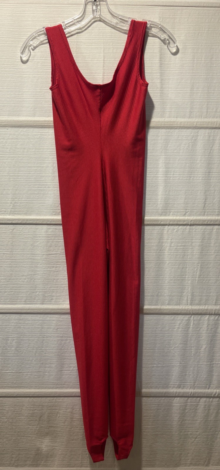 VTG Marika Red Ribbed Spandex Stirrup Unitard Bodysuit~S/M~MINT VC