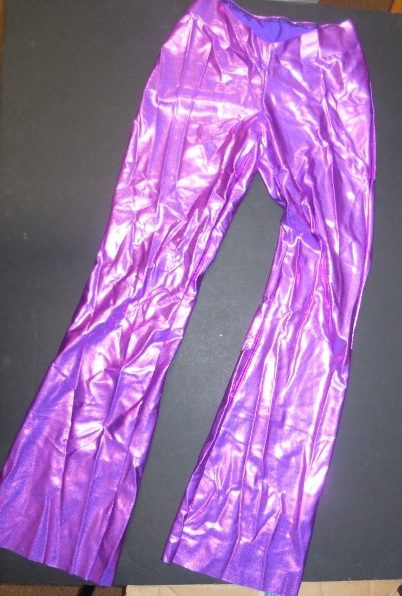 NWOT V Front Foil Jazz Pants w/ Sequin Top SilverBinding Ch/Adult szs $75 retail