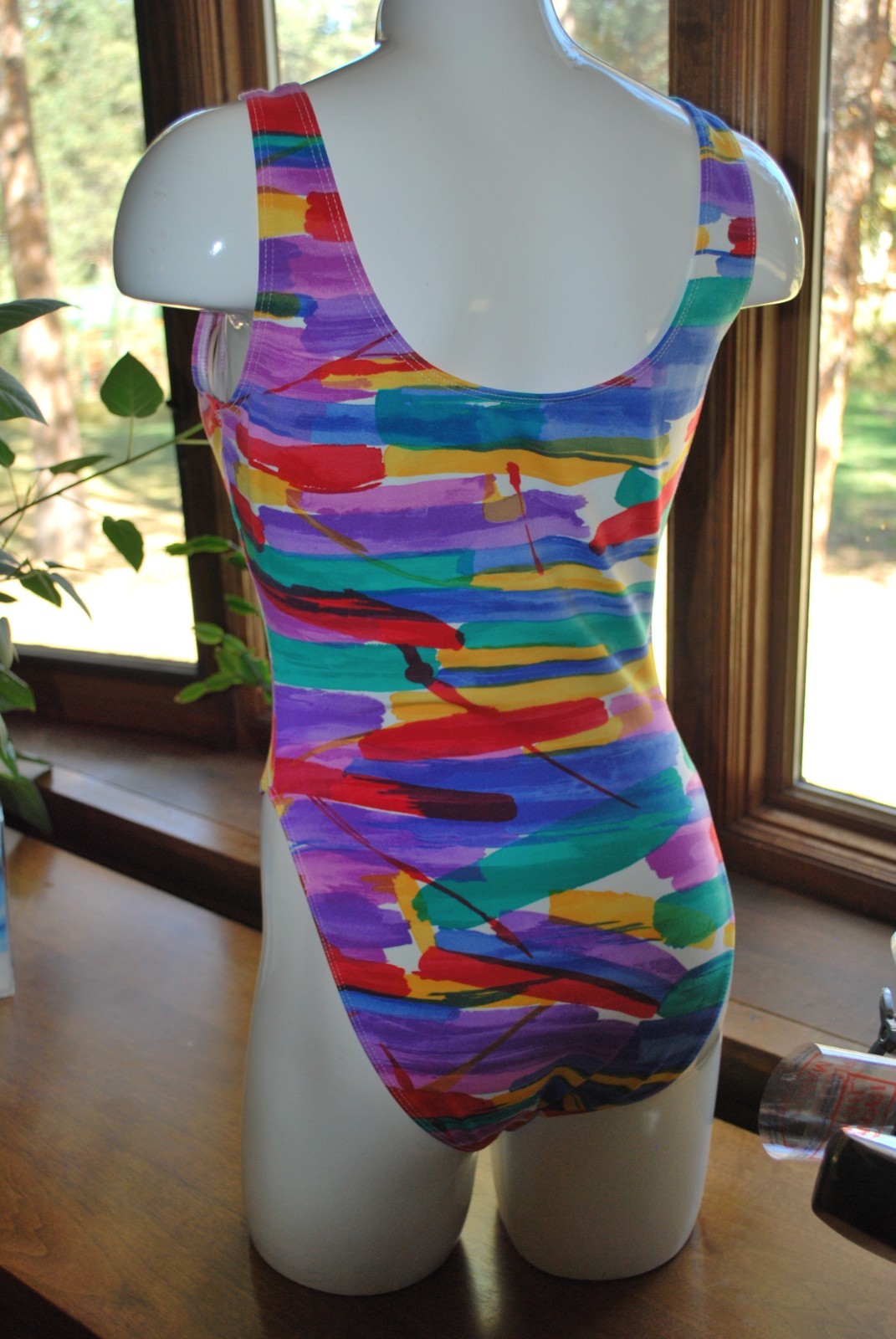 Danskin Leotard Bodysuit Vintage 80s 90s Tank Adult Large High Cut Legs No Snaps
