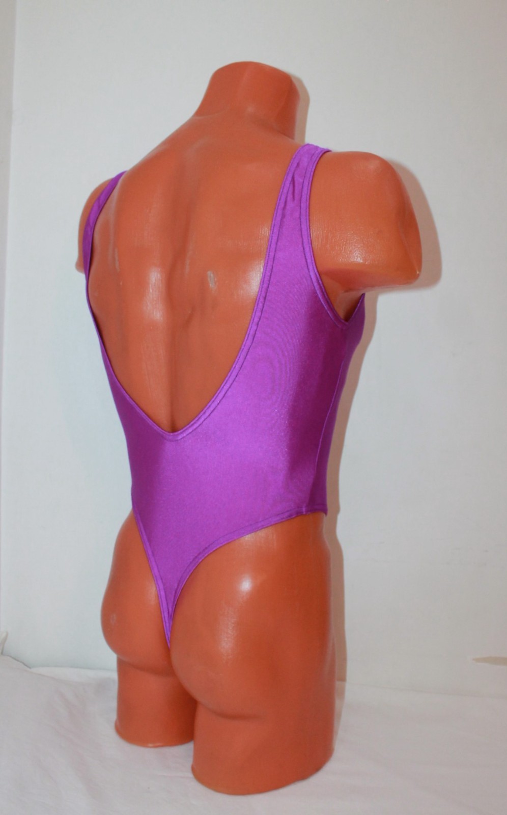 Men Thong Leotard 150-20 Open Back Lilac and Silver Metallic Spandex Size M