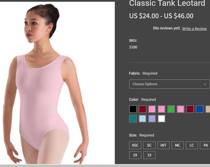 Tank Dance Leotard Adult/Child 4 colors Cotton spandex Motionwear 2100 USA made
