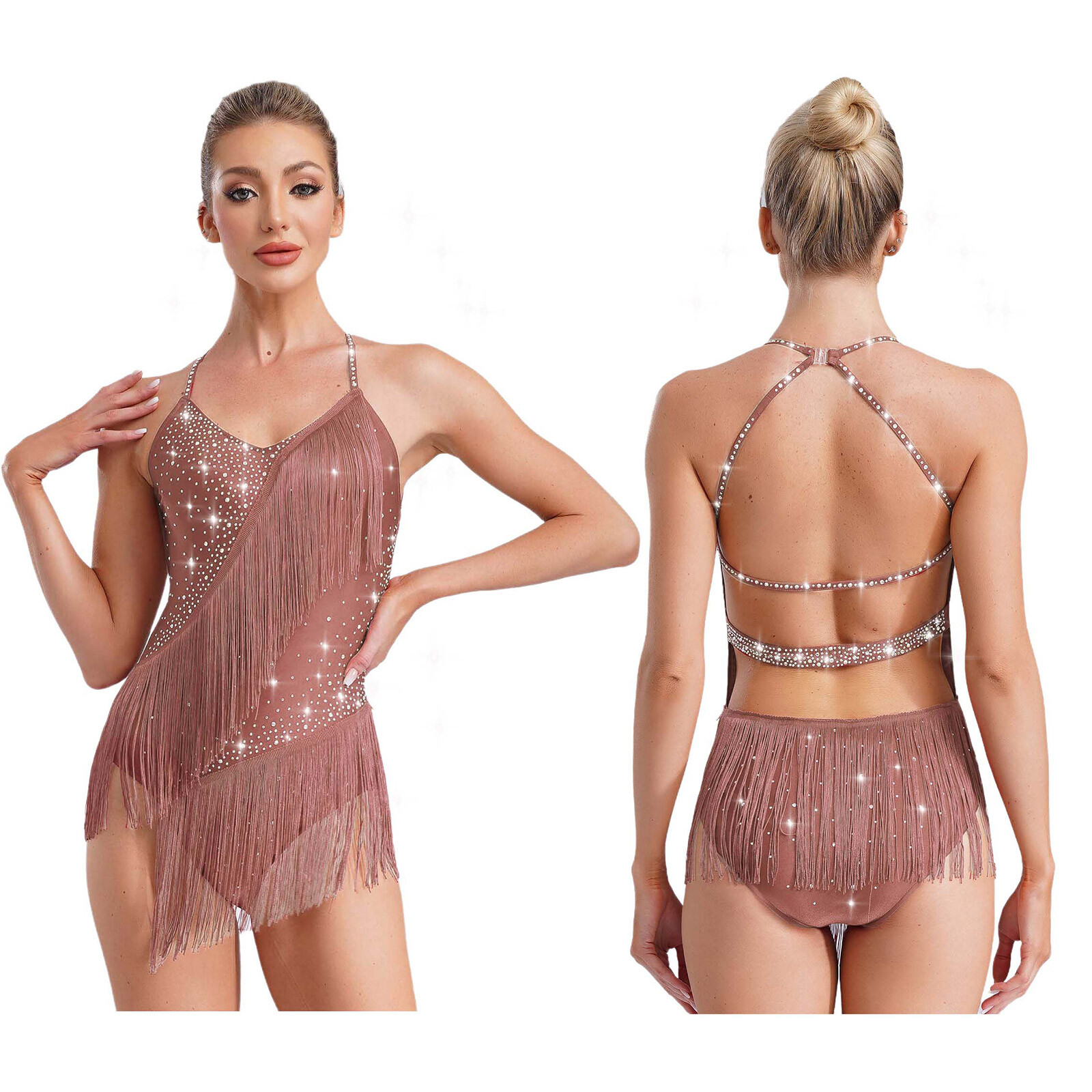 Women Bodysuit Shows Dancewear Tango Leotard Ballroom Rhinestones Costume Dance