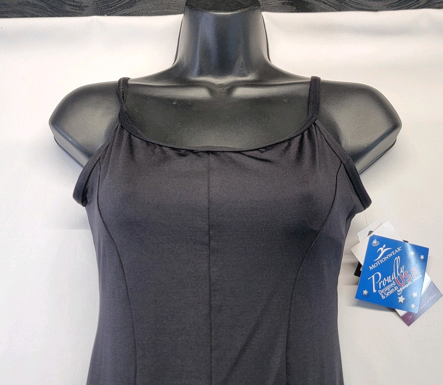 Motionwear Princess Center Seam Camisole Leotard Black Front/Back Scoop SZ XL-A