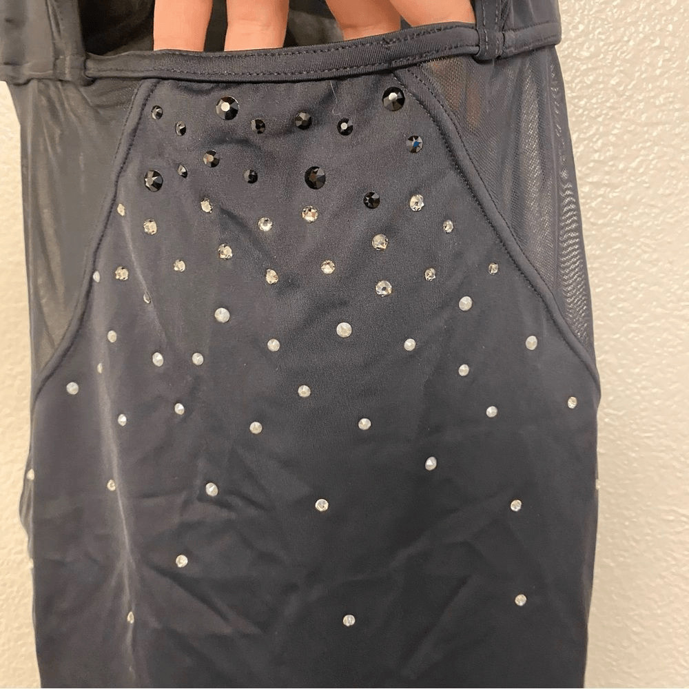 WEISSMAN Ivy Sky Swarovski Crystal Dance Costume black rhineston MT10716 SA
