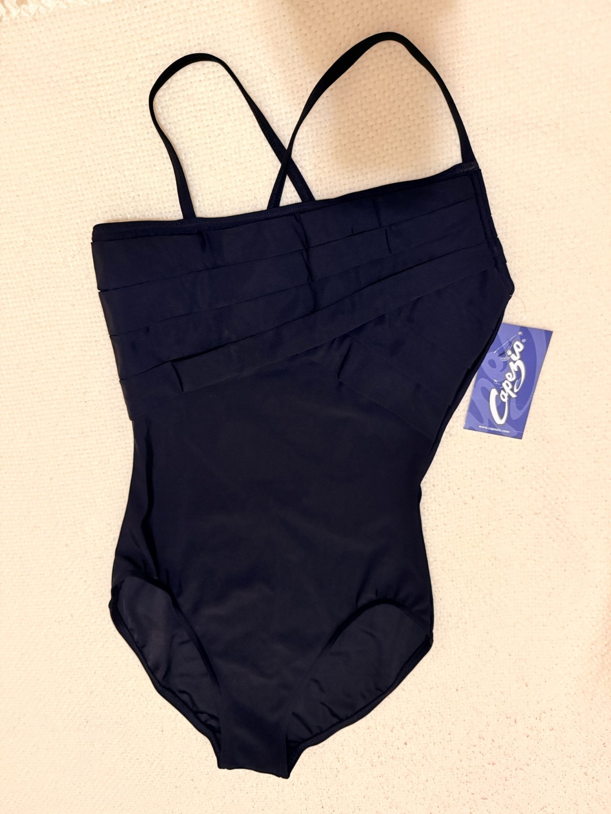 Capezio Ladies Geo Strap Cami Leo, Black, Large L13
