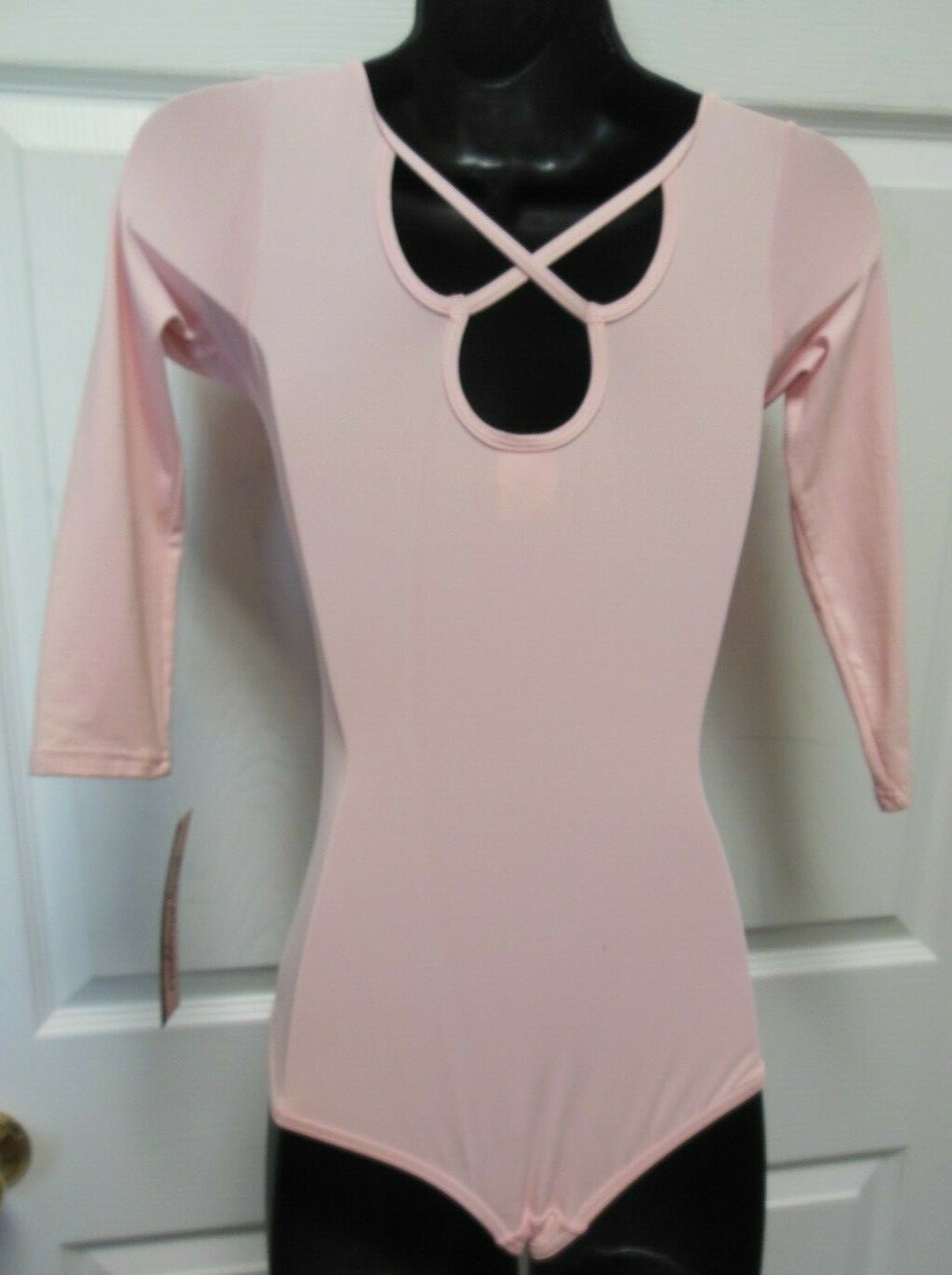Body Wrappers 3/4 Sleeve Leotard x back Large chld #2645 Lined Front princesseam