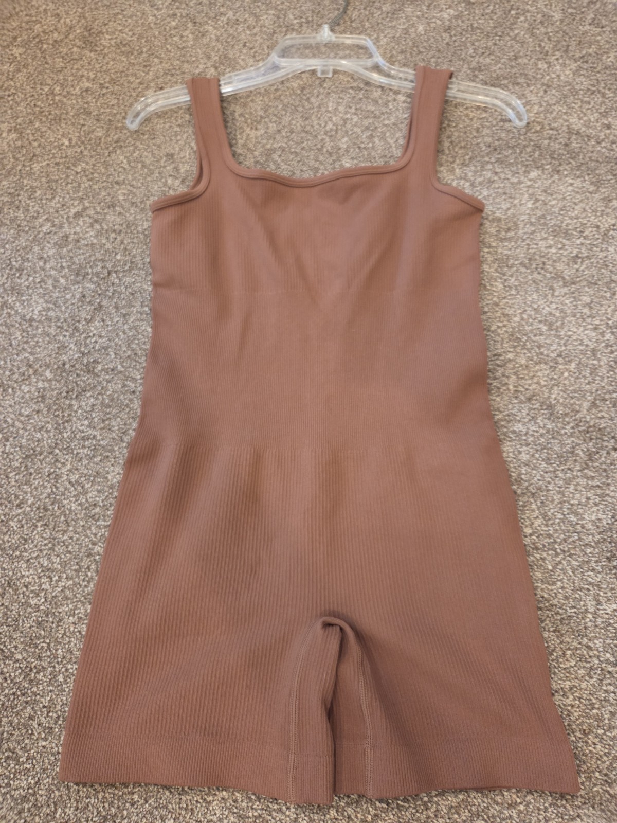 Shorts unitard brown Ribbed Spandex women’s M Square Neck
