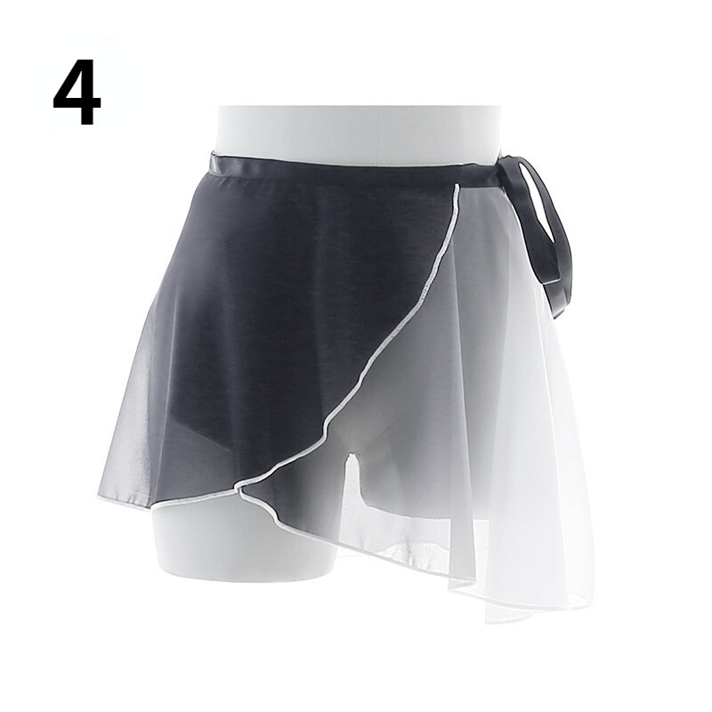 Women Ballet Dance Wrap Skirt Mini Chiffon Practice Gradient Color Dancewear New