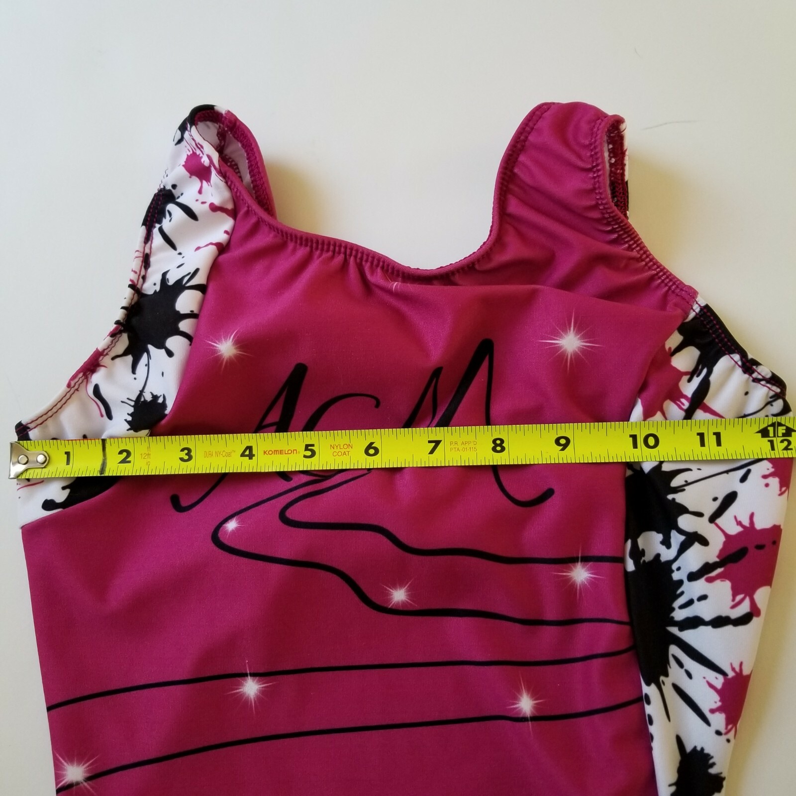 Motionwear Dance Leotard Womens Petite PA Dark Pink Black White Splash ACM Logo