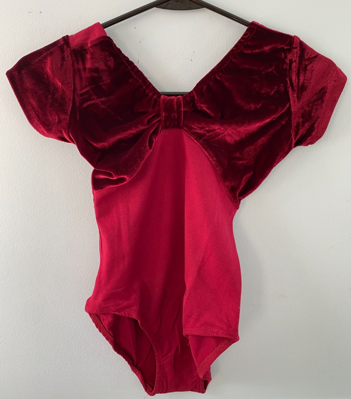 Red Velvet Short Sleeve Ballet Leotard | Affordable Cheap Dancewear