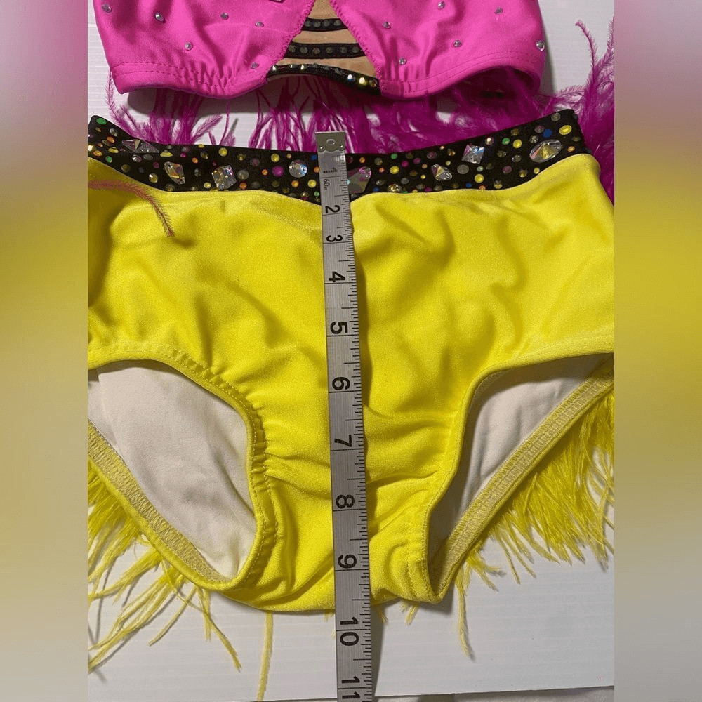 Custom solo dance costume sassy feather contemporary jazz 2 piece LC child/SA