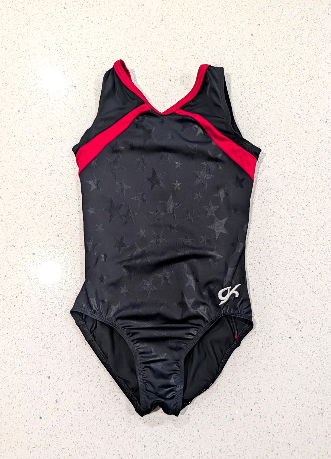 PATRIOTIC Gk Elite Gymnastics Leotard AXS Extra Small Red Black STARS Imprint