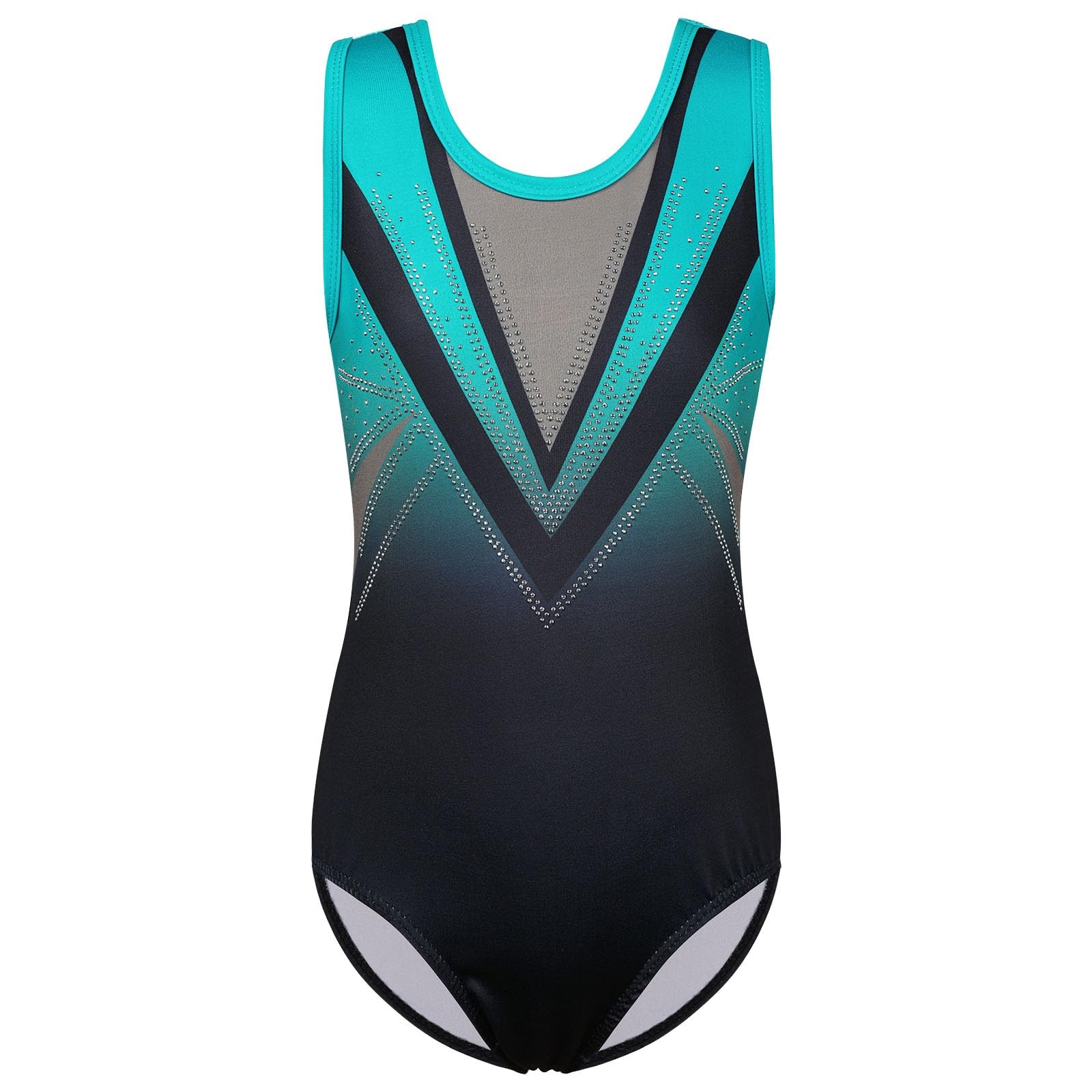 BAOHULU Gymnastics Leotards for Girls 13-14 Years, Blackgreen Diamond Set