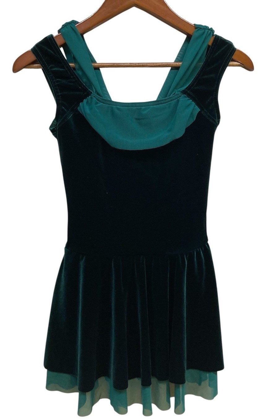 Weissman Dress Women’s SA Green Sleeveless Flutter Layered Velvet Lined Layered