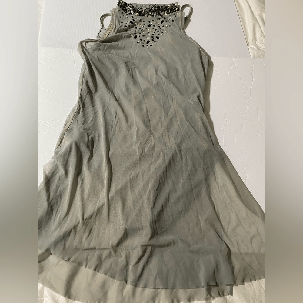 Weissman solo dance costume gray mesh tunic stoned Overdress D10664 MA adult