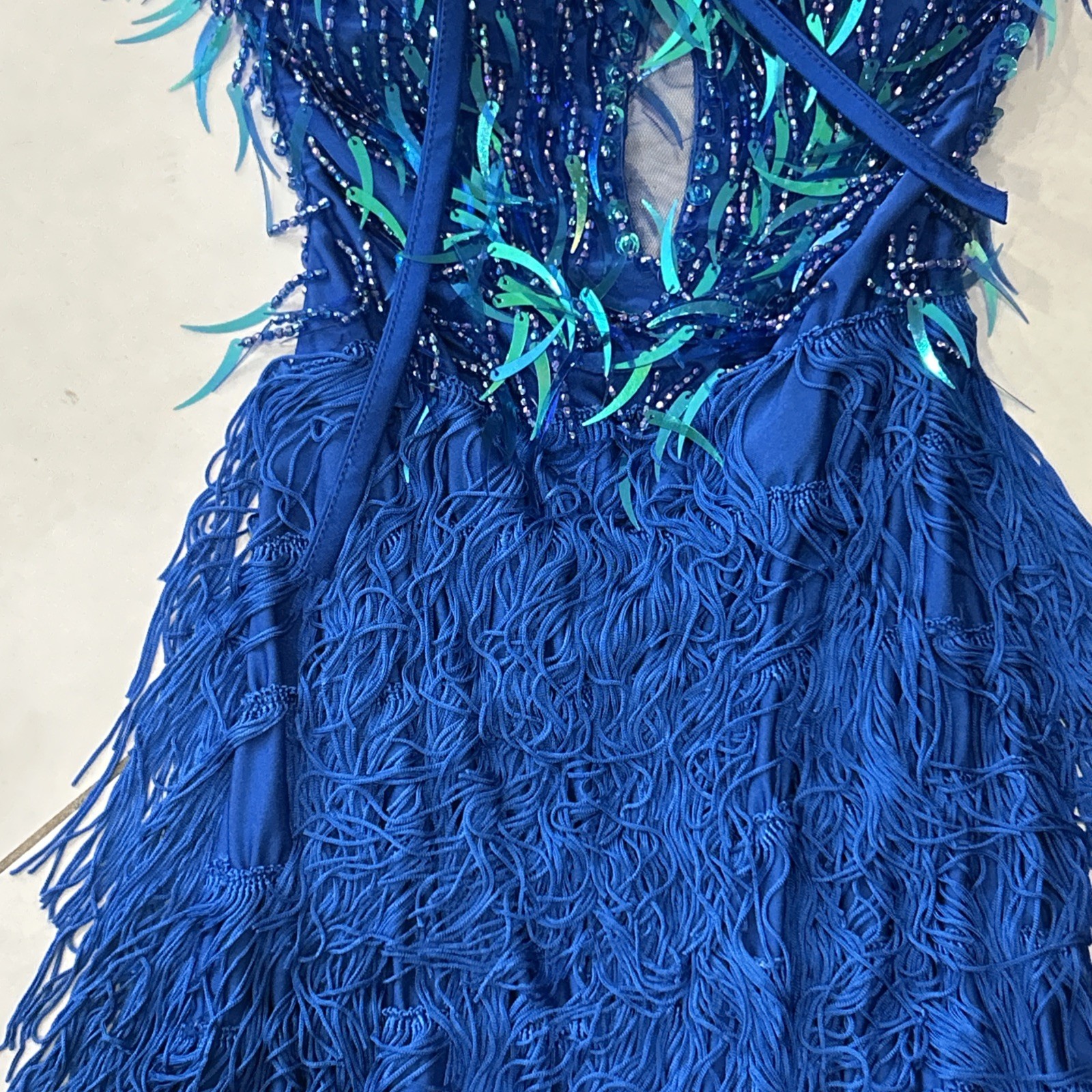 Glamour Costumes Dance Costume Beaded Blue ballroom Size SA Adult Sexy Glitter