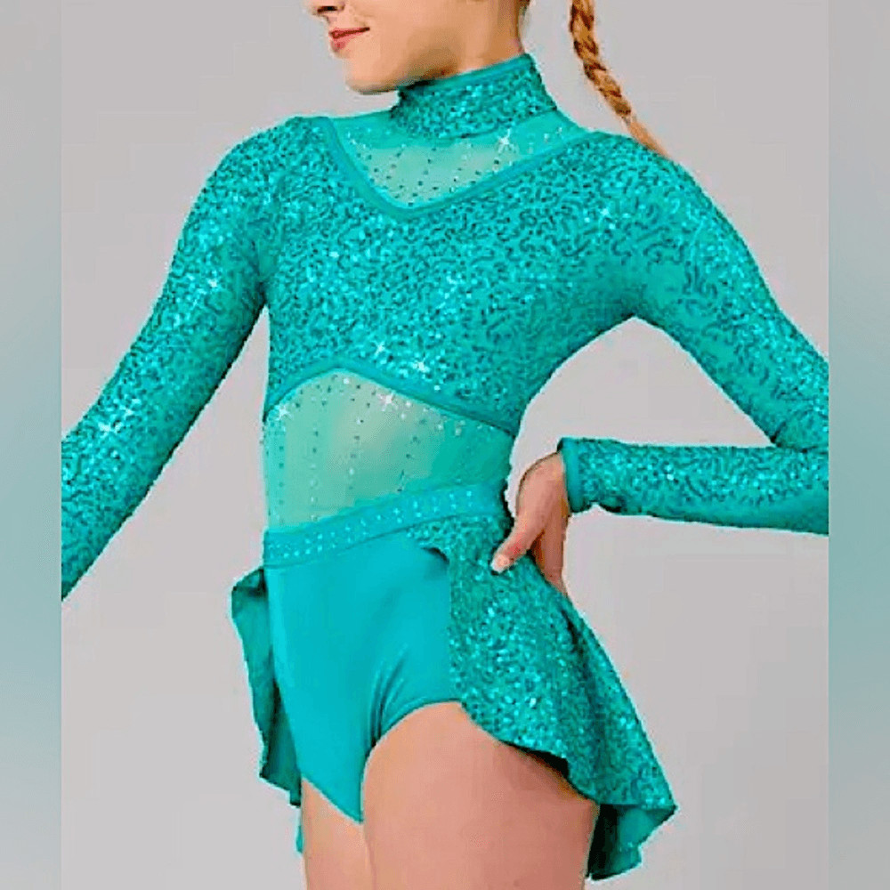 WEISSMAN Elite Dance Costume Kelly green sequin Crazy What Love Can Do 14913 SA