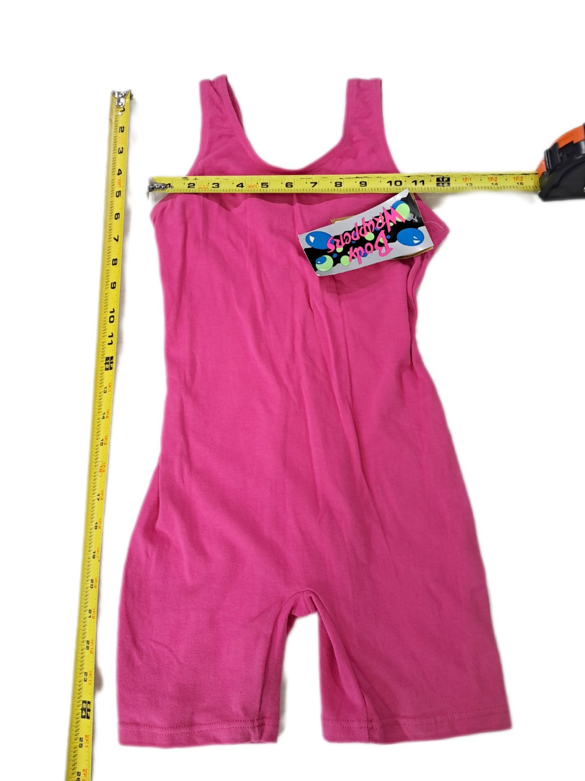 Body Wrappers VTG 80s Pink Cotton Unitard Biketard #182 Size Preteen / Adult XS