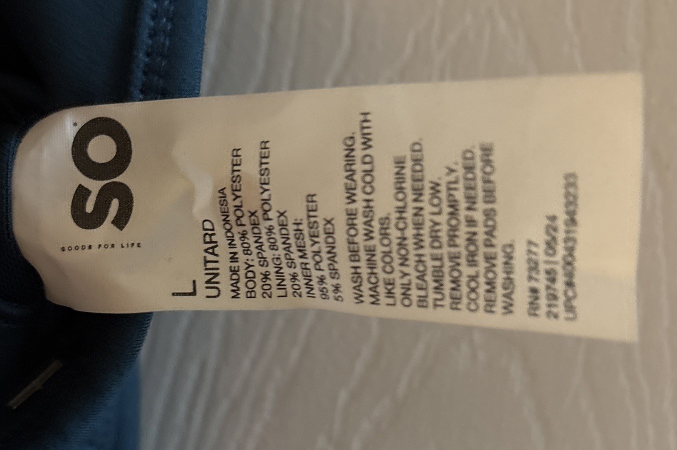 SO The Sporty Unitard Size L Beyond Navy Jumpsuit