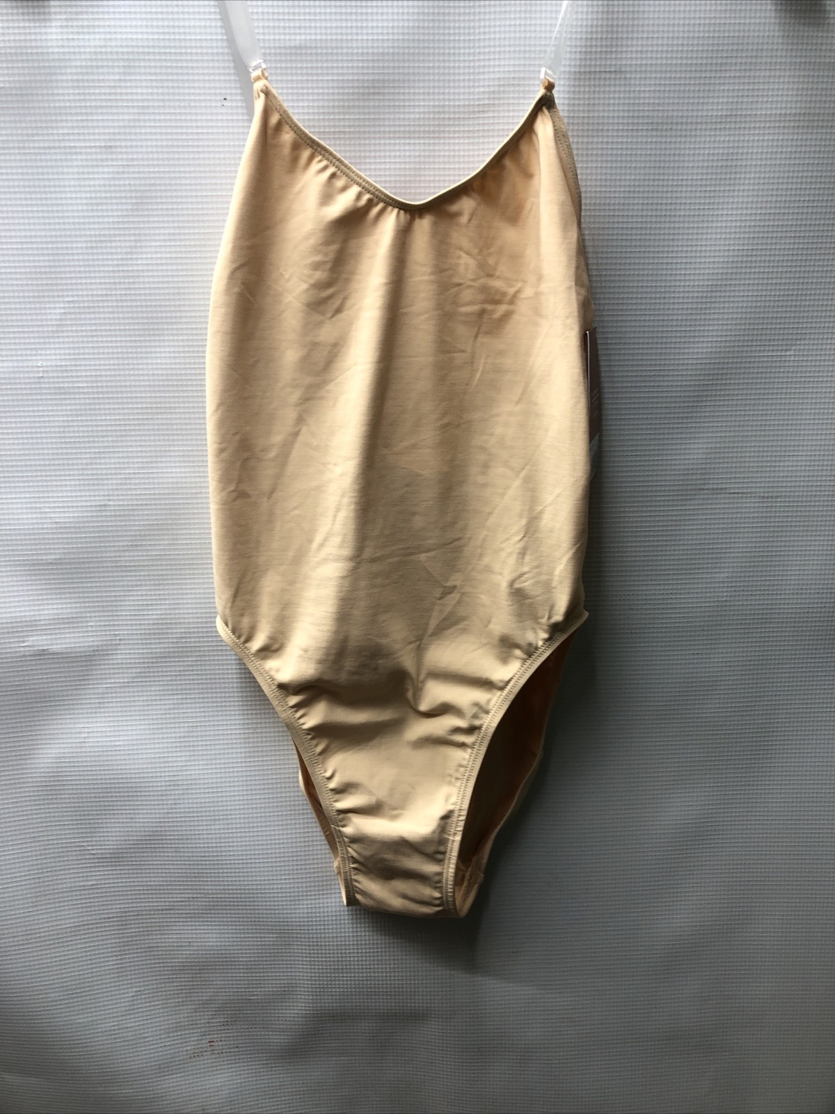 Capezio Camisole Leotard with Clear Straps Women’s 63356-Z Scoop Front S Nude