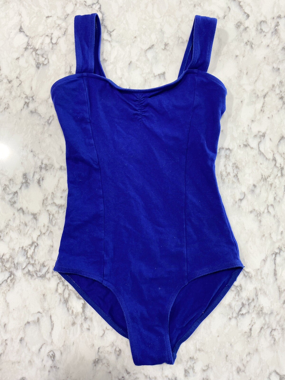 THEATRICALS Royal Blue Tank Leotard Pinch Front Princess Seams Women’s Medium