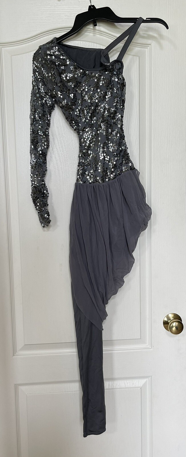 Weissman Dance Costume Dress Skate Jazz Tap Ballet Gray Unitard Mesh adult small
