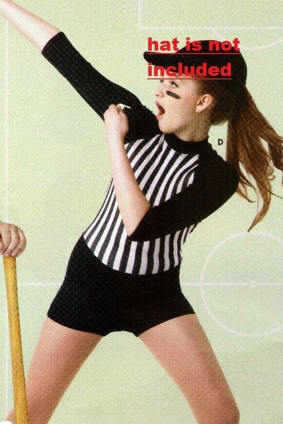 Referee Sporty Dance Jazz Acro Costume Shorty Unitard Long Sleeve Umpire NWT