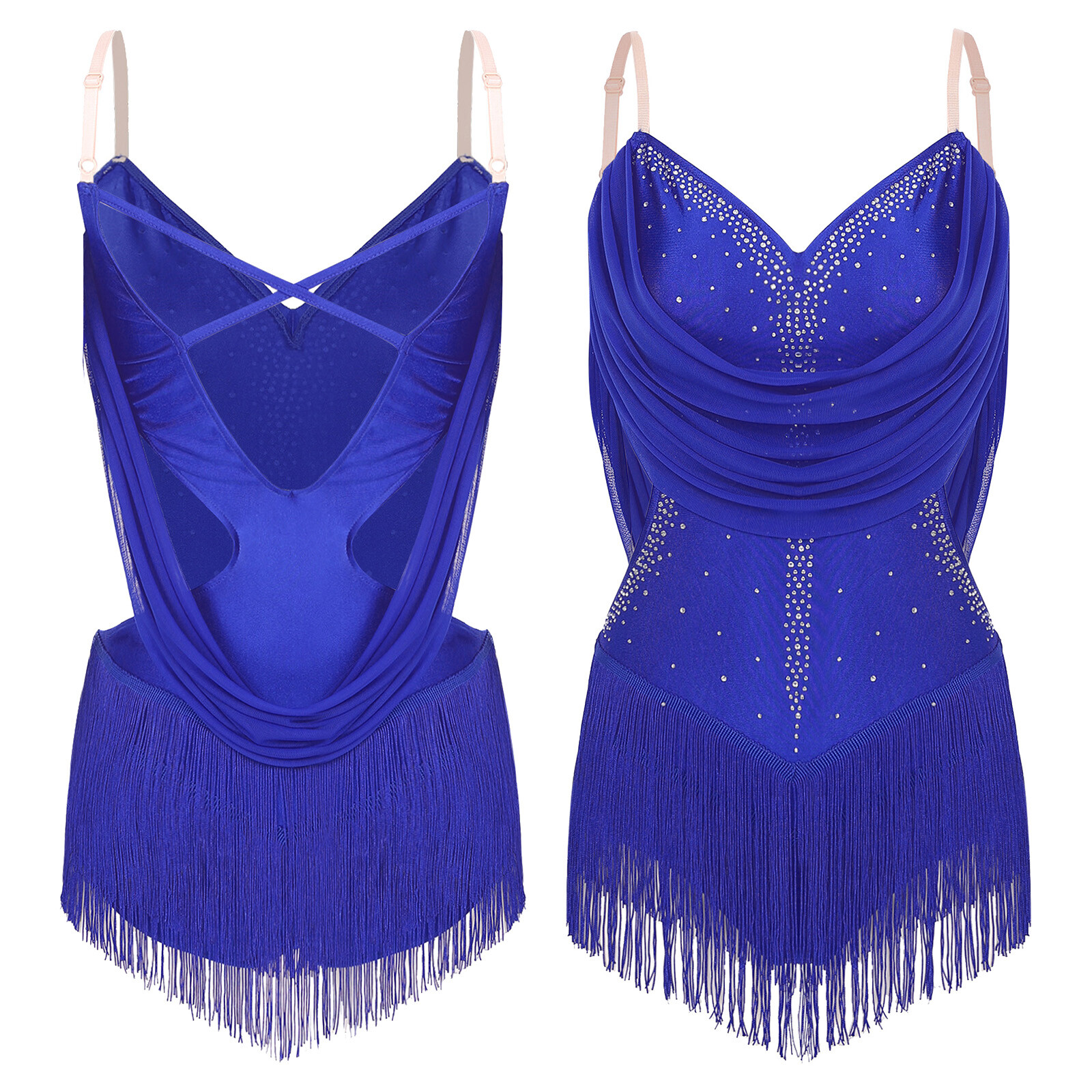 Women Dress Salsa Bodysuit Performance Costume Mini Unitard Party Leotard Jazz