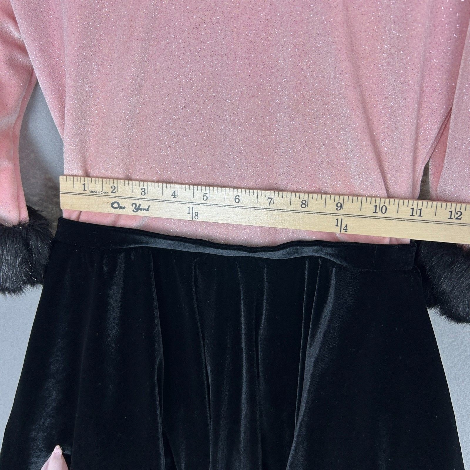 Mara Musical Theater Dance Set Adult Medium Pink Black Faux Fur Skirt Costume