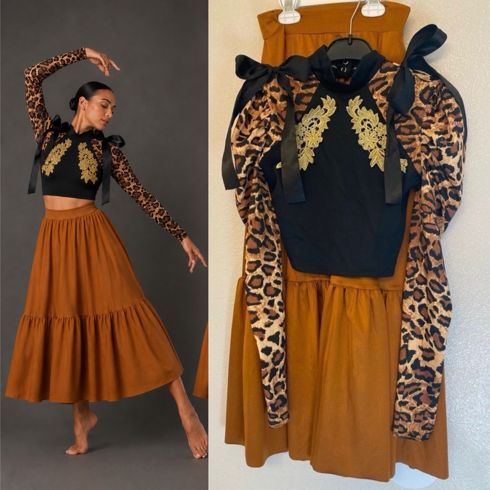 Kelle dance solo costume animal Lyrical orange maxi skirt leotard Teen SA adul