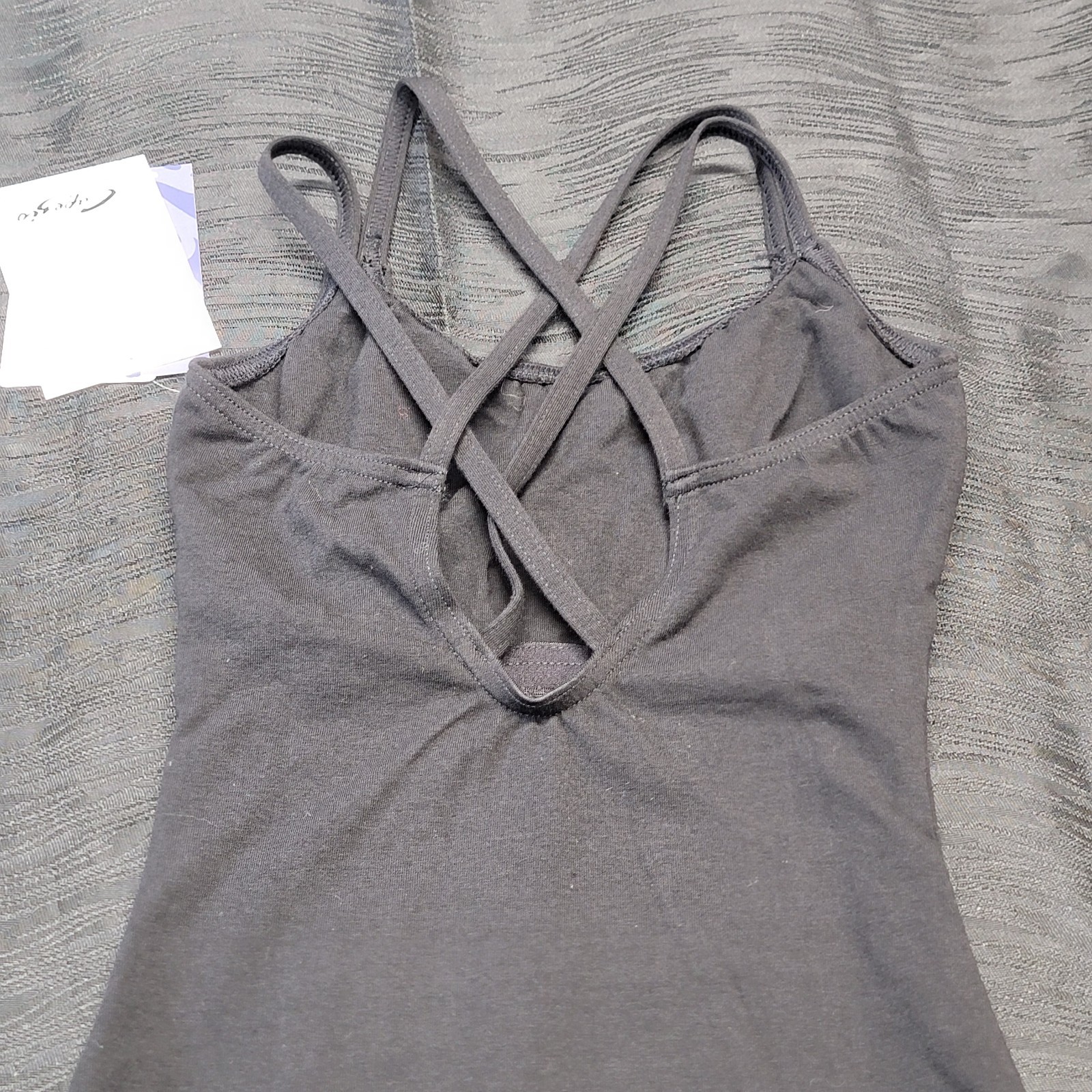 Capezio Double Strap Camisole Leotard Black Scoop Neck Crisscross Straps SZ XS-A