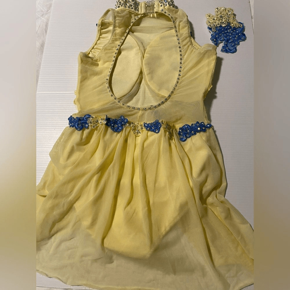 Glamour Solo Dance Costume MC Child Yellow Blue Lyrical Contemporary floral
