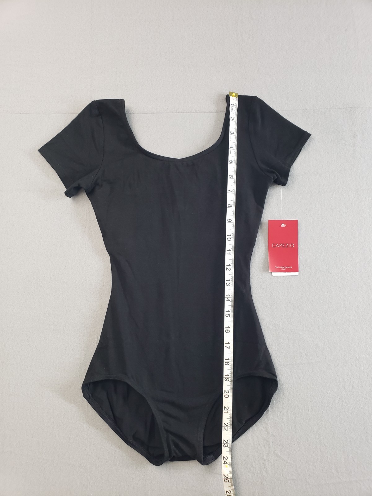 Capezio Women Top XS Short Sleeve Leotard Black Ballet Dancewear Gymnastics