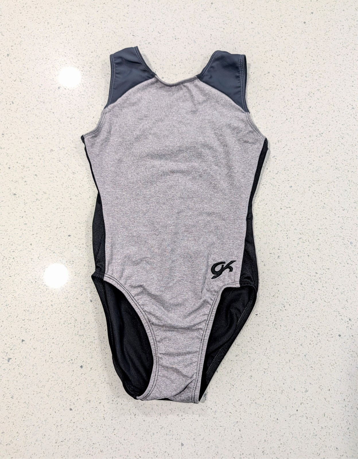 ULTRA SOFT GK Elite AXS X-Small Gymnastics Dance Leotard Heather Gray STRAPPY BK