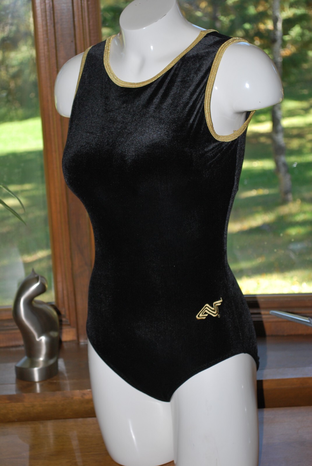 Alpha Factor Leotard Bodysuit Skirt Black Velvet Women Medium Halloween Costume