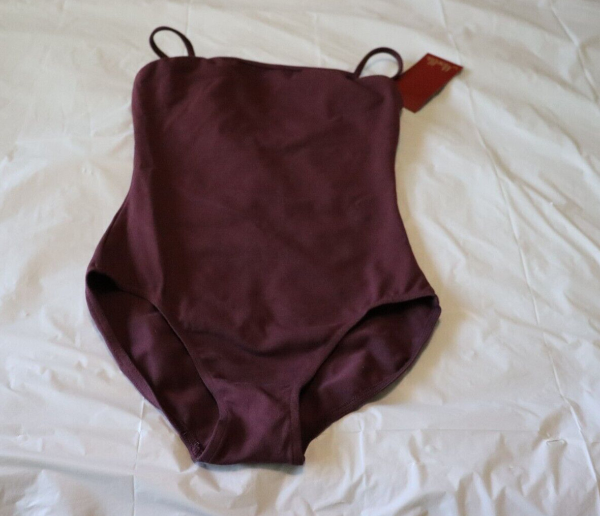 Mirella Women’s Scoop Front Camisole Leotard, Size M Burgundy NEW