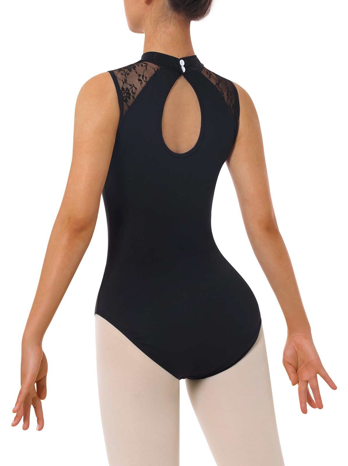 BAKPH Women’s Turtleneck Dance Ballet Leotard With Small, Sleeveless Black