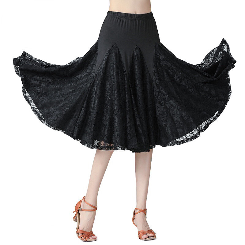 Lady Lace Midi Dancewear Ballroom Dance Skirt Latin Salsa Modern Tango Swing