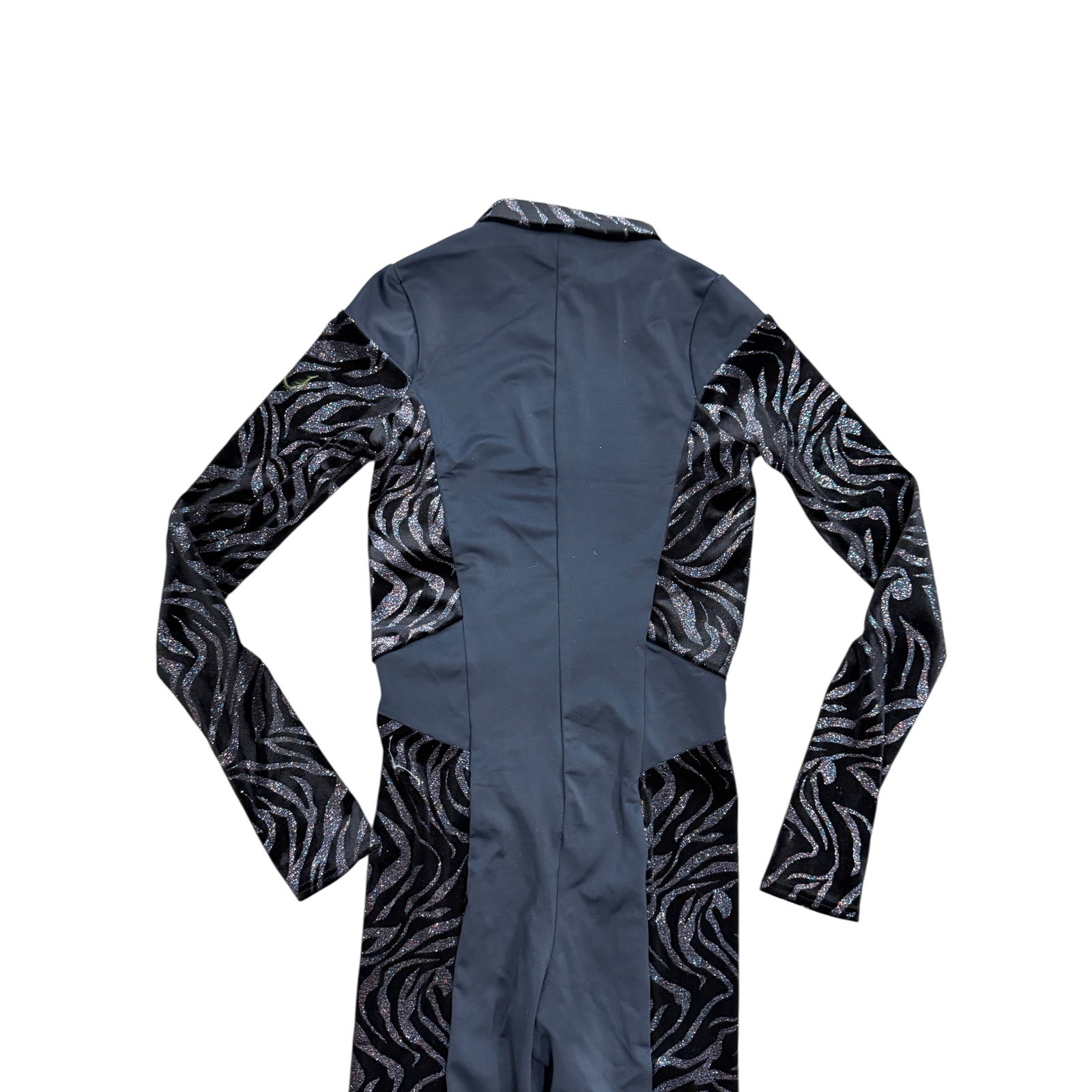 Weissman Adult Small Black Sparkle Unitard Dance Costume Long Sleeve Competition
