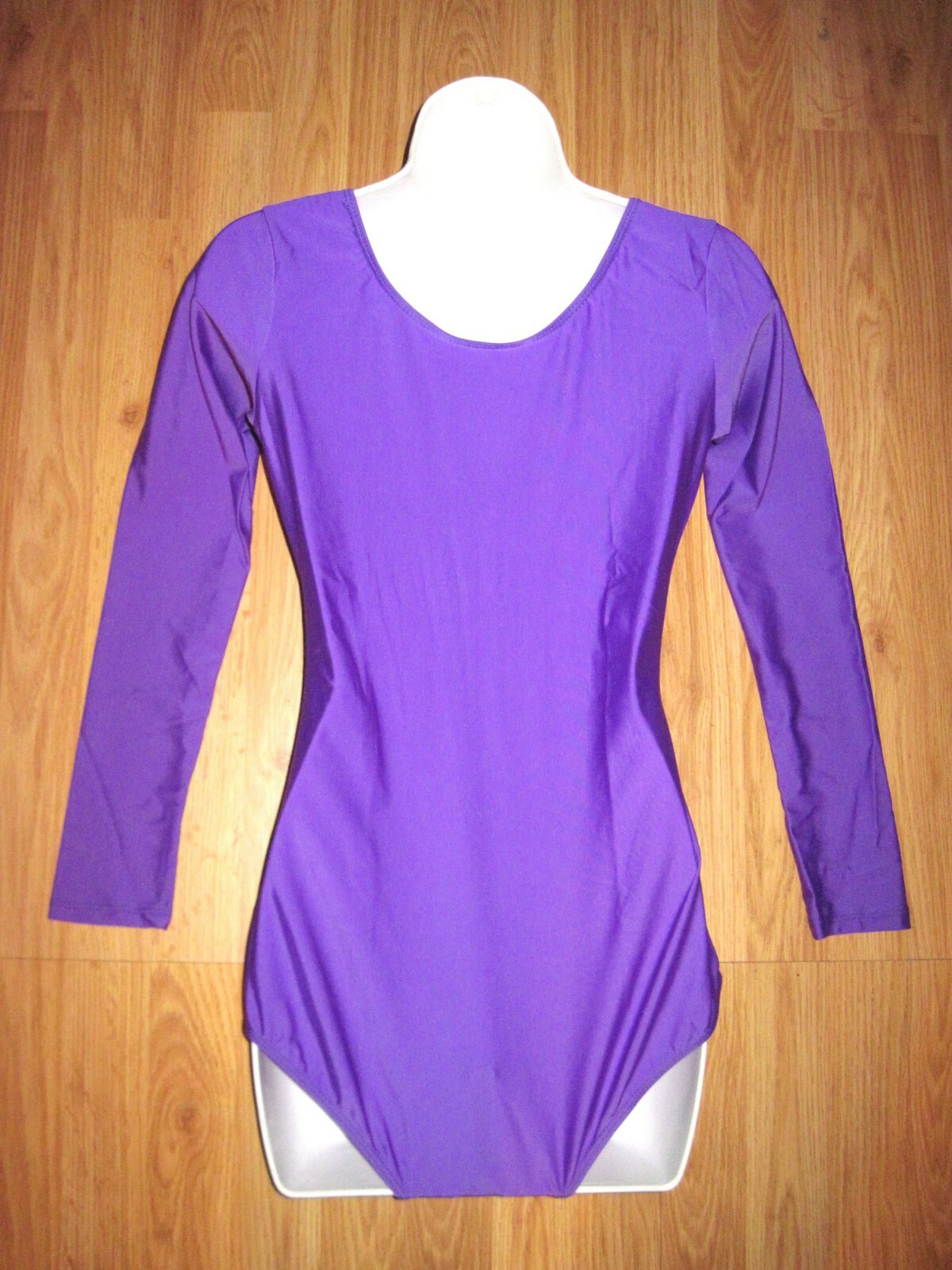 Plus Size Shiny Purple Spandex Long Sleeve Scoop Neck Leotard Size XXL-2XL New