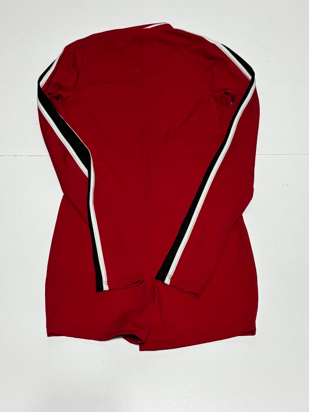 Balera Red Black Long Sleeve Arm Stripe Biketard Dance Costume Size MA