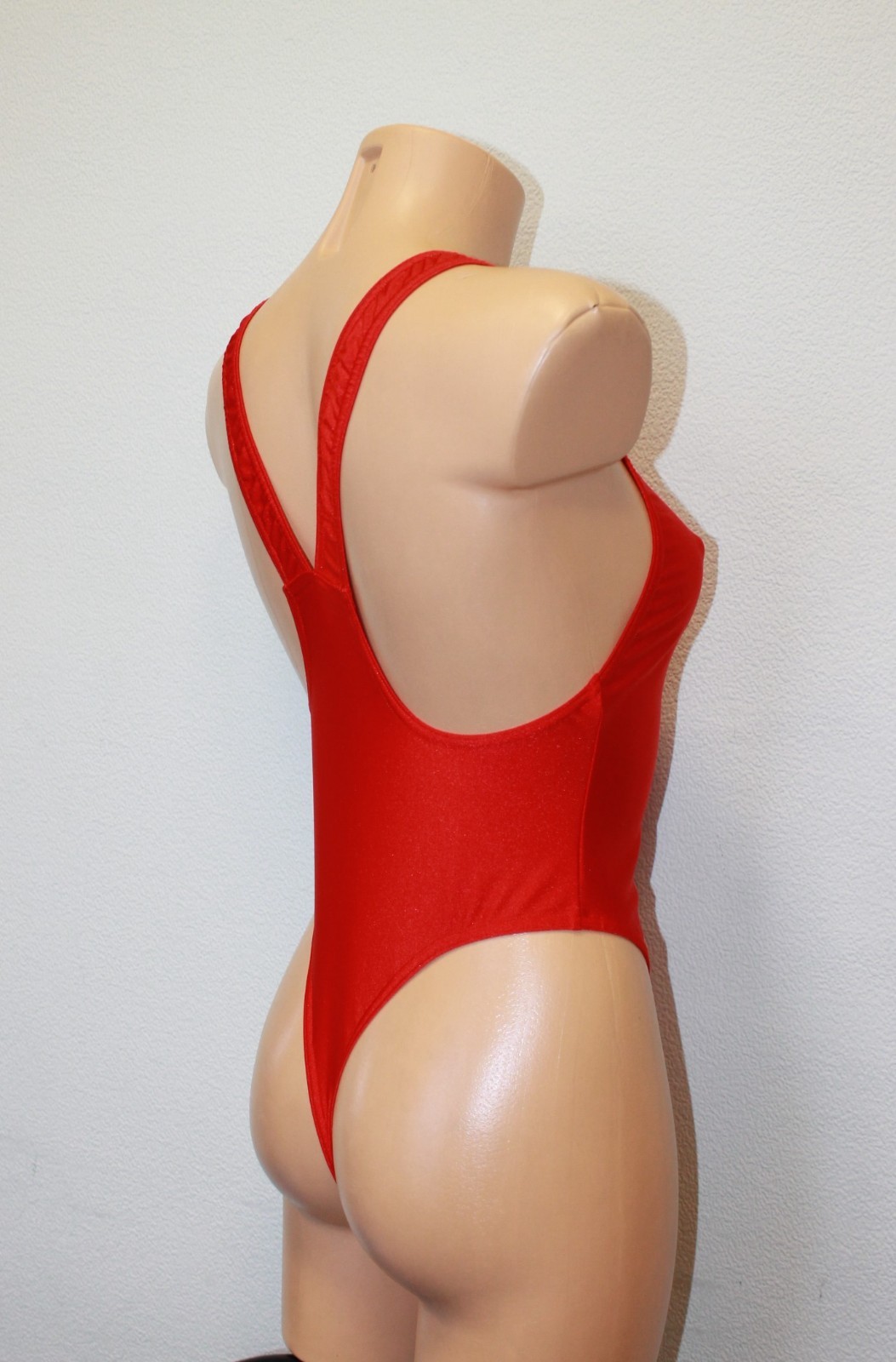 Women Thong One-piece Leotard 202-06 Racerback Red Spandex Size S