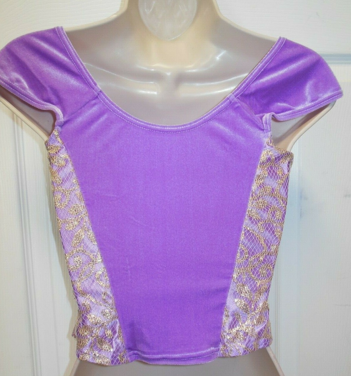 Velvet Ballet Basque Orchid Gold Braid Lace Capsleeve Child Ladies sizes