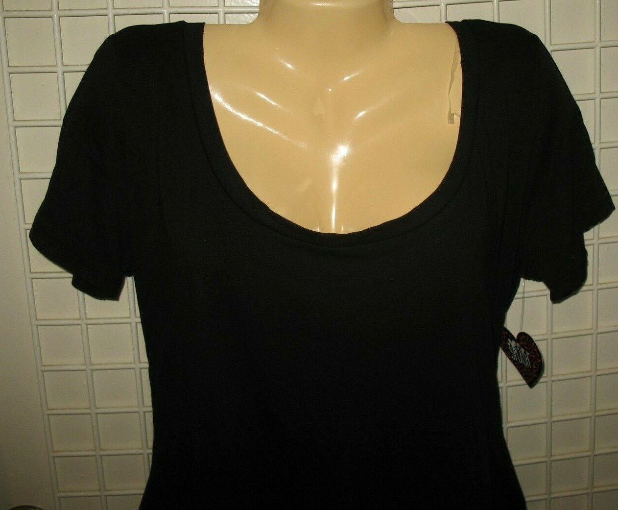 SPLASH – NEW – 3X – BLACK COTTON STRETCH SCOOP NECK – SHORT SLEEVES – LEOTARD