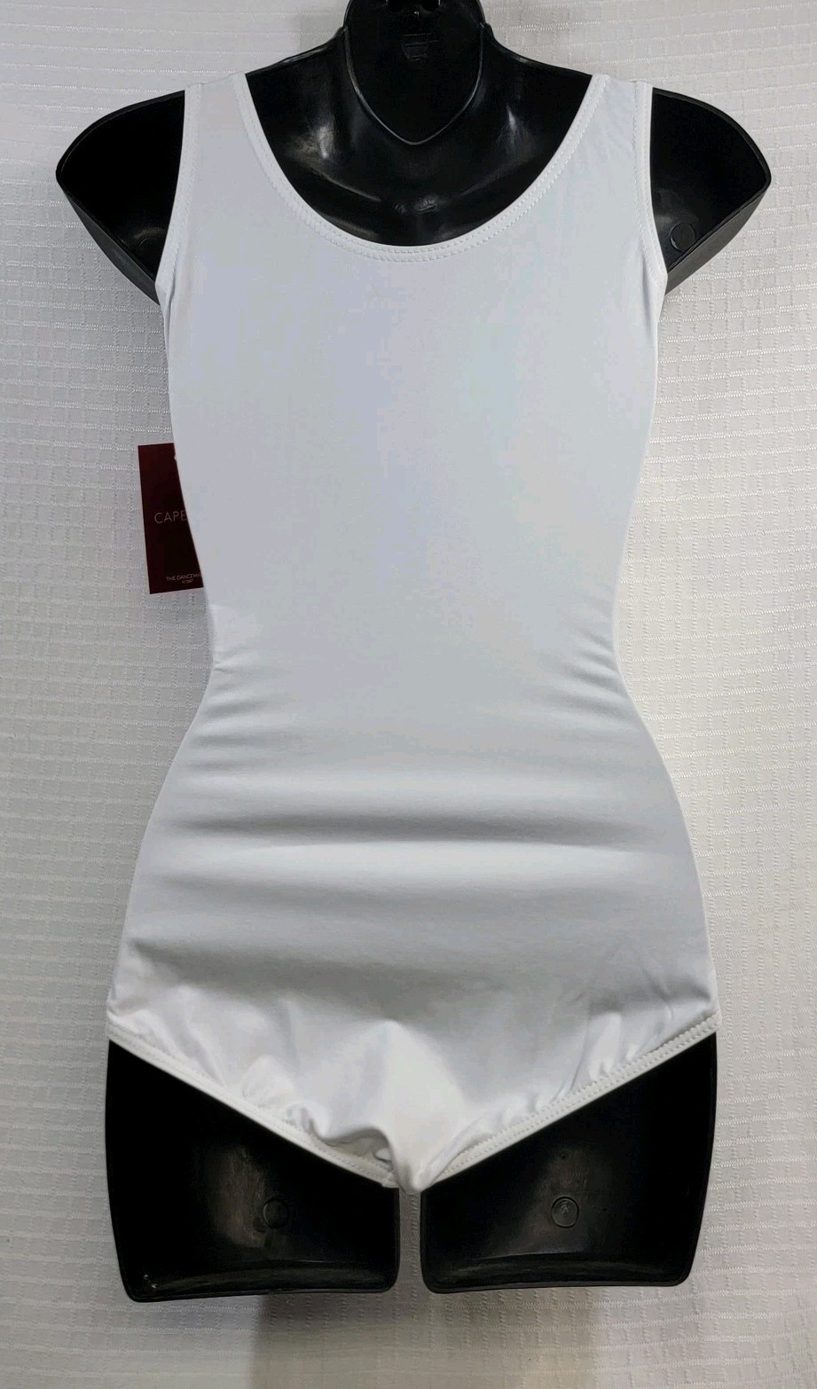 Capezio White High Scoop Front & Back Dancewear Basics Leotard SZ. MA