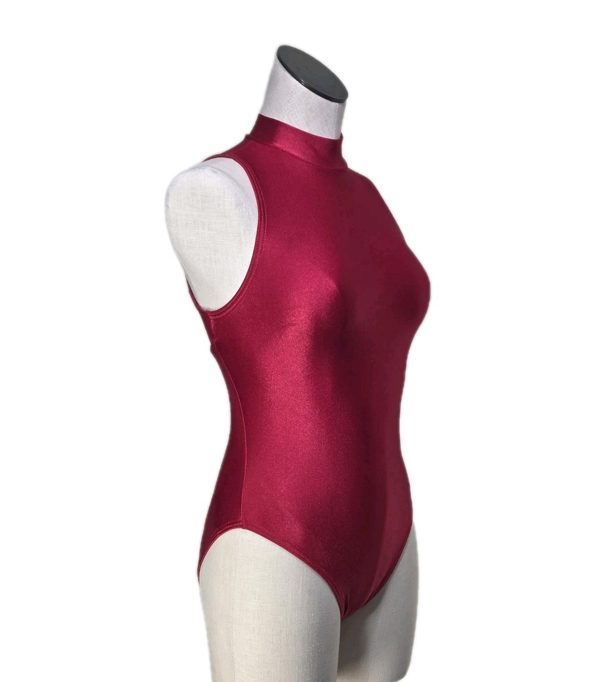 Body Wrappers VTG Open Back High Neck Keyhole Vented Leotard Red Size AS